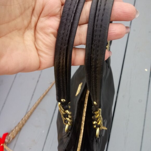 Coach Madison 20466 Soft Black Leather Handbag Tote CAROUSEL LOGO Bag 🛍️ - Picture 4 of 8